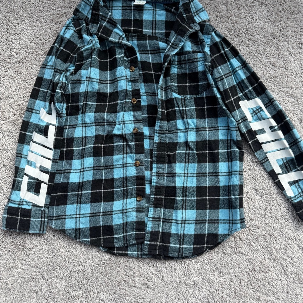 Crazy 8 Blue and Black Plaid Button Down Shirt